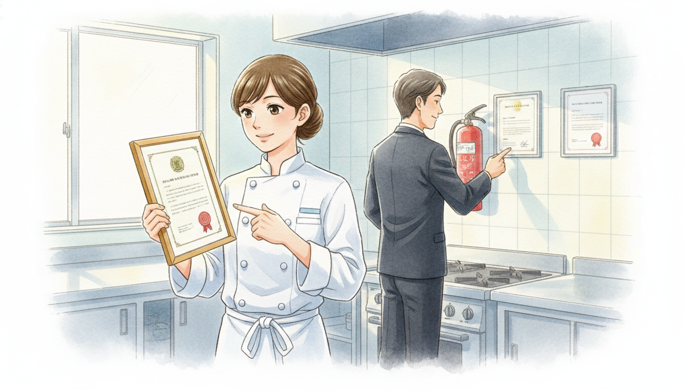 必ず取得する資格:食品衛生責任者と防火管理者